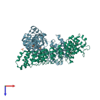 PDB entry 6lbg coloured by chain, top view.
