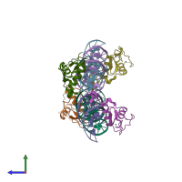 PDB entry 6lc1 coloured by chain, side view.