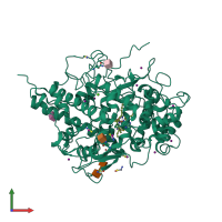 PDB entry 6lco coloured by chain, front view.