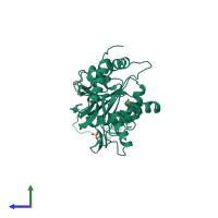 PDB entry 6ldh coloured by chain, side view.