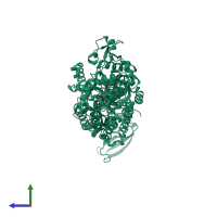 PDB entry 6ldk coloured by chain, side view.