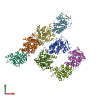 PDB entry 6le5 coloured by chain, front view.