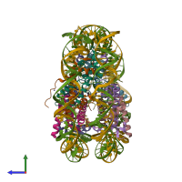 PDB entry 6le9 coloured by chain, side view.