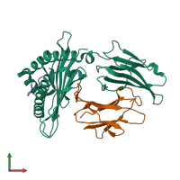 PDB entry 6lf8 coloured by chain, front view.