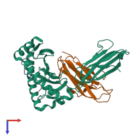 PDB entry 6lf8 coloured by chain, top view.