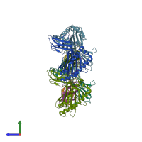 PDB entry 6lf9 coloured by chain, side view.