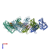 PDB entry 6lf9 coloured by chain, top view.