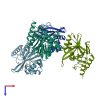 PDB entry 6lfd coloured by chain, top view.