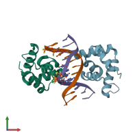 PDB entry 6lff coloured by chain, front view.