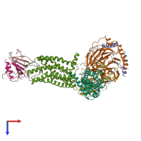 PDB entry 6lfm coloured by chain, top view.