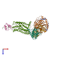 PDB entry 6lfo coloured by chain, top view.
