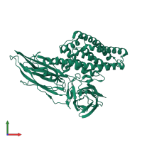 PDB entry 6lfp coloured by chain, front view.