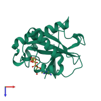 PDB entry 6lfr coloured by chain, top view.