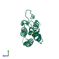 PDB entry 6lg9 coloured by chain, side view.