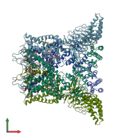 PDB entry 6lgp coloured by chain, front view.