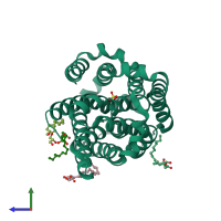 PDB entry 6lgz coloured by chain, side view.