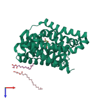 PDB entry 6lh1 coloured by chain, top view.