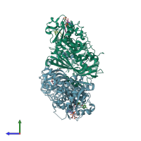 PDB entry 6lhj coloured by chain, side view.