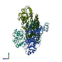 PDB entry 6lhm coloured by chain, side view.