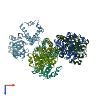 PDB entry 6lhm coloured by chain, top view.