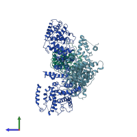 PDB entry 6lhw coloured by chain, side view.