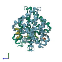 PDB entry 6lit coloured by chain, side view.