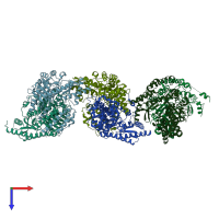 PDB entry 6liu coloured by chain, top view.
