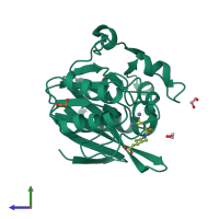 PDB entry 6lj8 coloured by chain, side view.