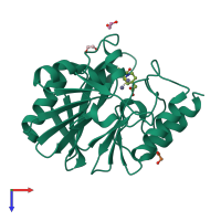 PDB entry 6lj8 coloured by chain, top view.