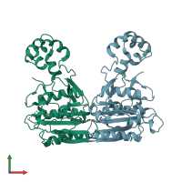 PDB entry 6lj9 coloured by chain, front view.