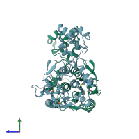 PDB entry 6lj9 coloured by chain, side view.