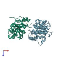 PDB entry 6lj9 coloured by chain, top view.