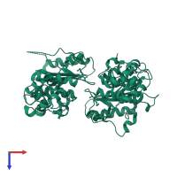 SUMO-1 cysteine protease S273R in PDB entry 6lj9, assembly 1, top view.