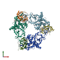PDB entry 6llh coloured by chain, front view.