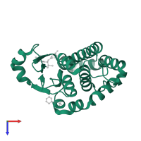 Glutathione S-transferase P in PDB entry 6llx, assembly 1, top view.