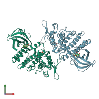 PDB entry 6ln1 coloured by chain, front view.