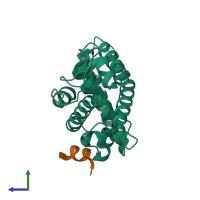 PDB entry 6ln4 coloured by chain, side view.