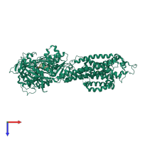 PDB entry 6ln5 coloured by chain, top view.