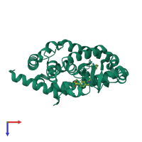 PDB entry 6loc coloured by chain, top view.