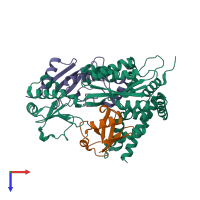 PDB entry 6lp2 coloured by chain, top view.