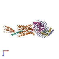 PDB entry 6lpb coloured by chain, top view.