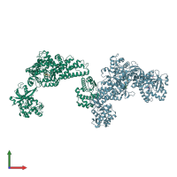 PDB entry 6lpf coloured by chain, front view.