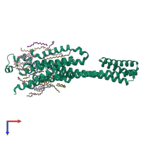 PDB entry 6lpj coloured by chain, top view.