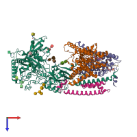 PDB entry 6lqg coloured by chain, top view.