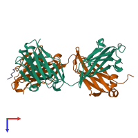 PDB entry 6lra coloured by chain, top view.