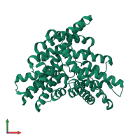 PDB entry 6lsc coloured by chain, front view.