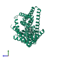 PDB entry 6lsc coloured by chain, side view.