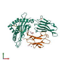 PDB entry 6lt6 coloured by chain, front view.