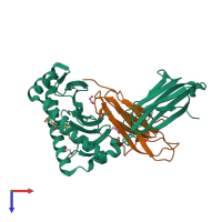 PDB entry 6lt6 coloured by chain, top view.