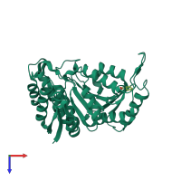 PDB entry 6ltf coloured by chain, top view.